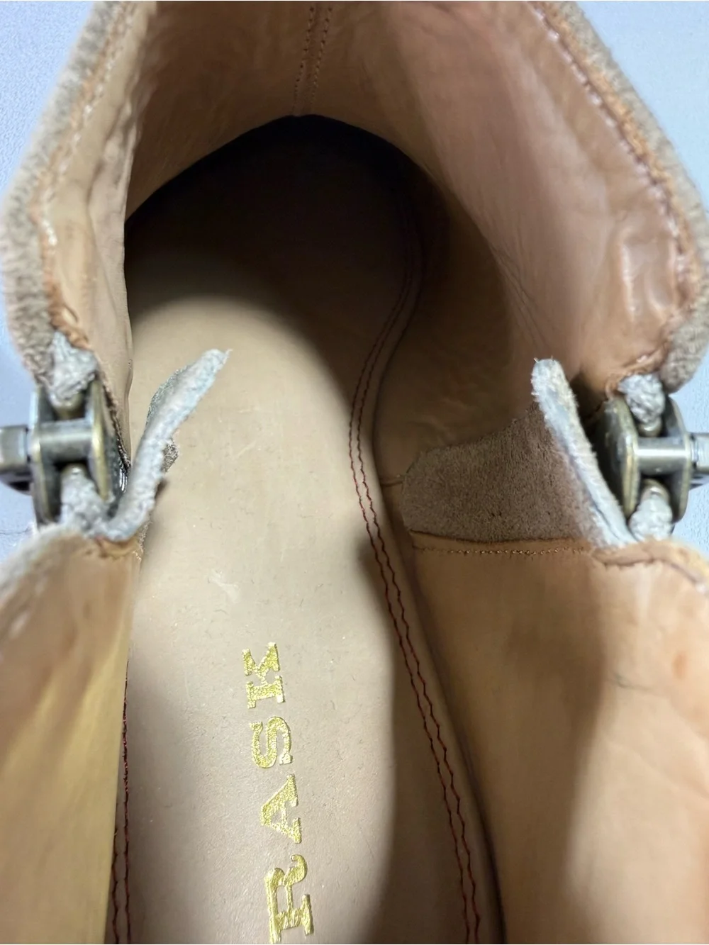 Trask Aubrey Taupe Suede Leather Side-Zip Ankle Boots